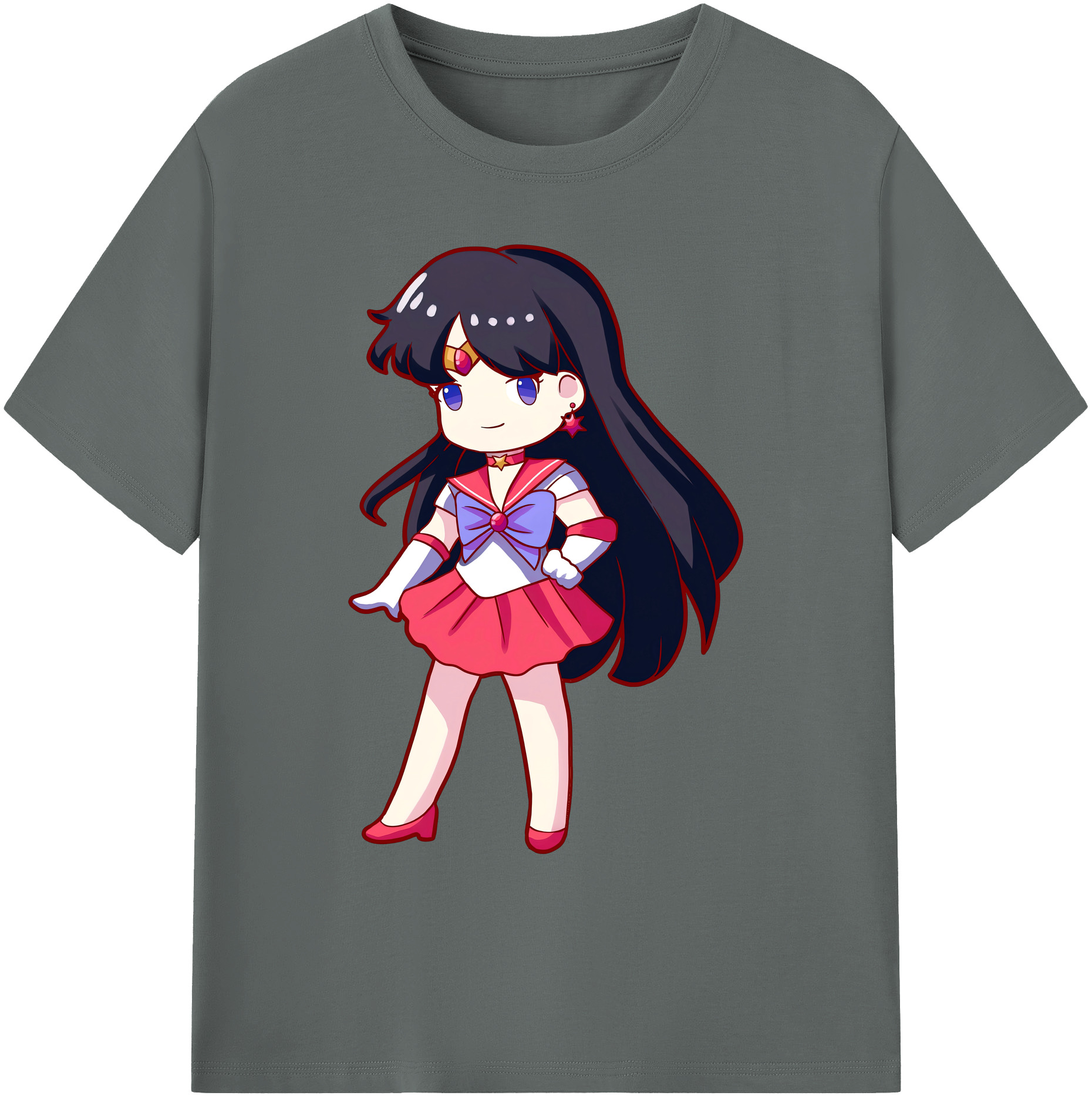 （画像用） 美少女戦士セーラームーン 火野レイ ひの レイ Sailor Moon Hino Rei （セーラーマーズ,Sailor Mars） 綿100％ メンズ半袖Tシャツ｜肌触りやわらか＆通気性